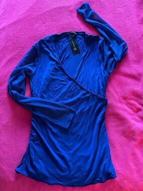INC International Concepts Women’s Royal Blue Wrap Top